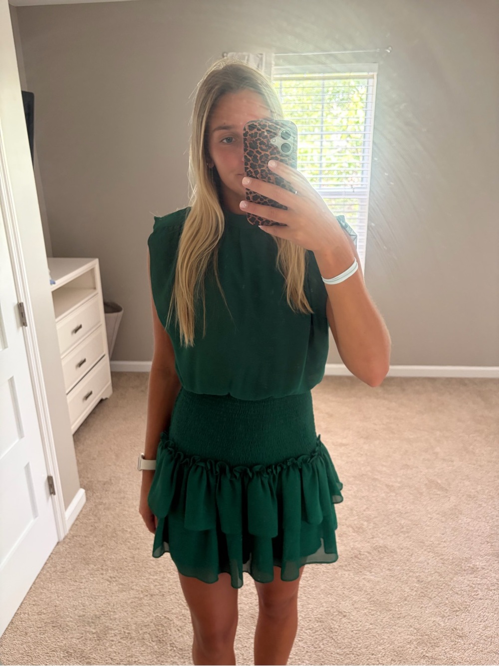 TCEC Dark Green Ruffle Mini Dress